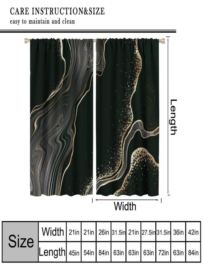 AAVEUP Marble Curtains for Bedroom,Modern Luxury Abstract Black Gold Ripple Art Window Drapes for Boys Girls Living Room Nursery Bathroom Kitchen 42x45in - Image 2